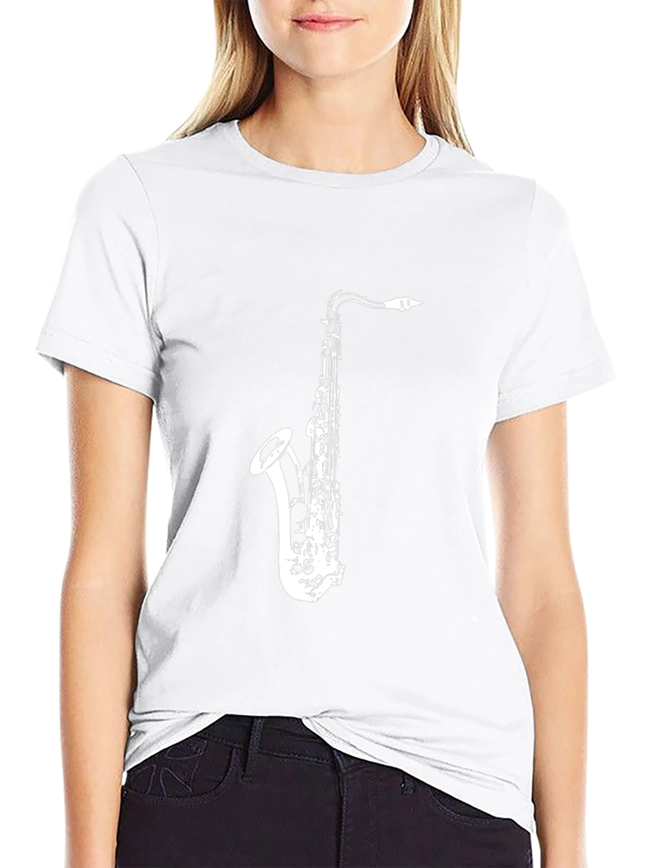 Saxophone Graphic Tee - Music Lovers Black T-Shirt