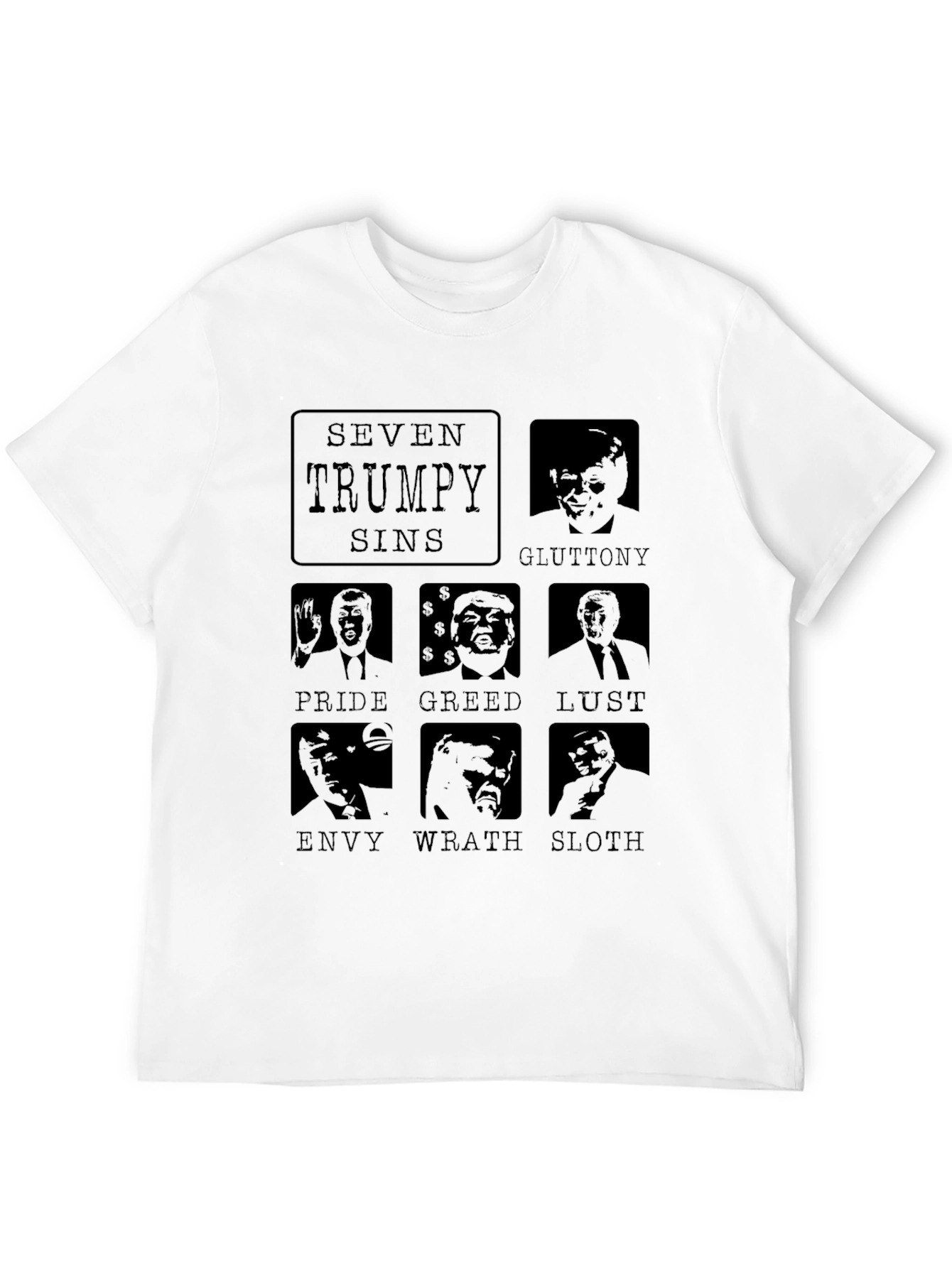 Seven Trumpy Sins Black Graphic T-Shirt