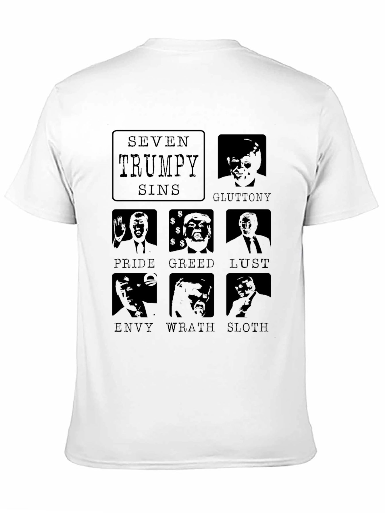 Seven Trumpy Sins Black Graphic T-Shirt