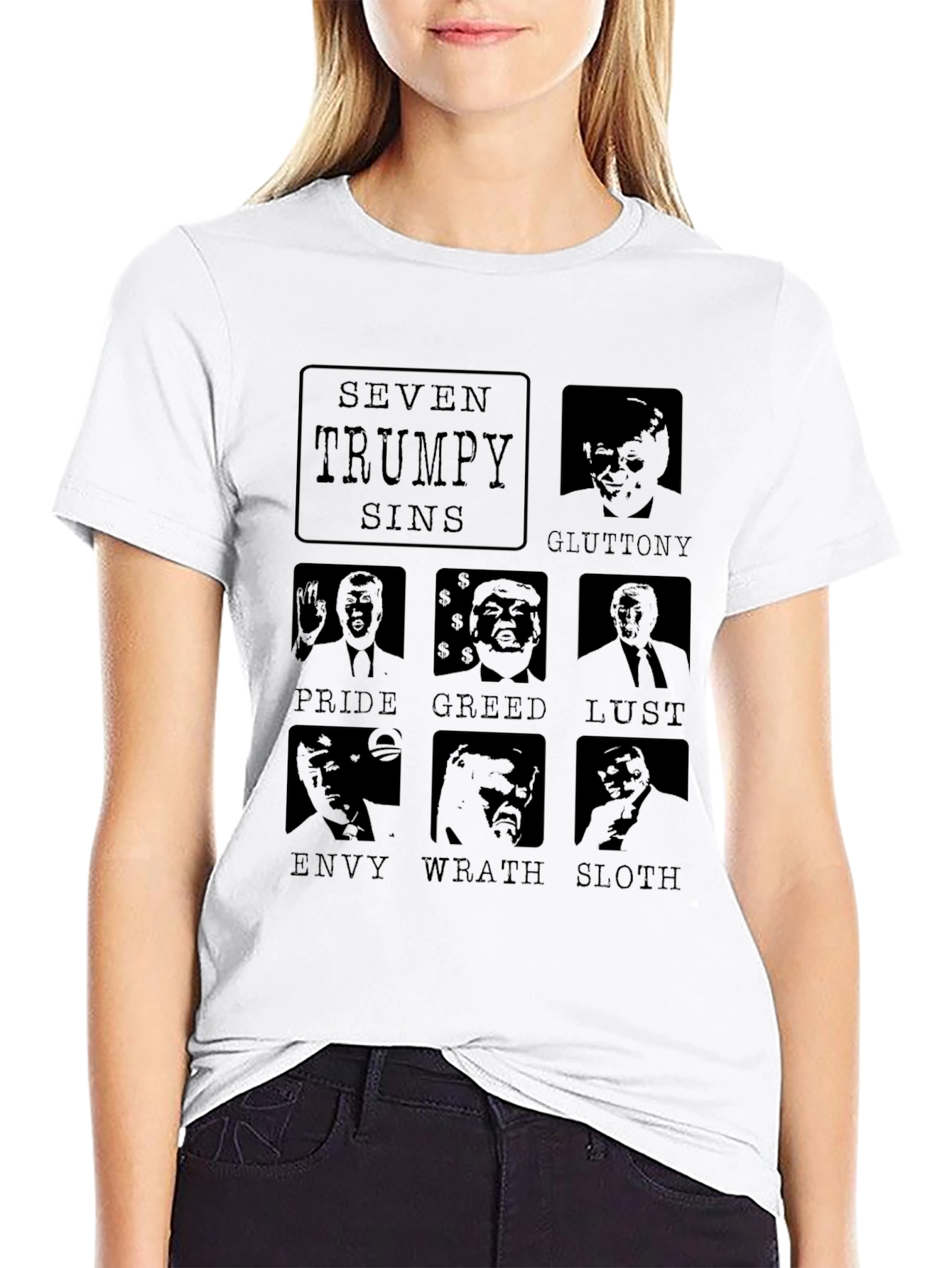Seven Trumpy Sins Black Graphic T-Shirt