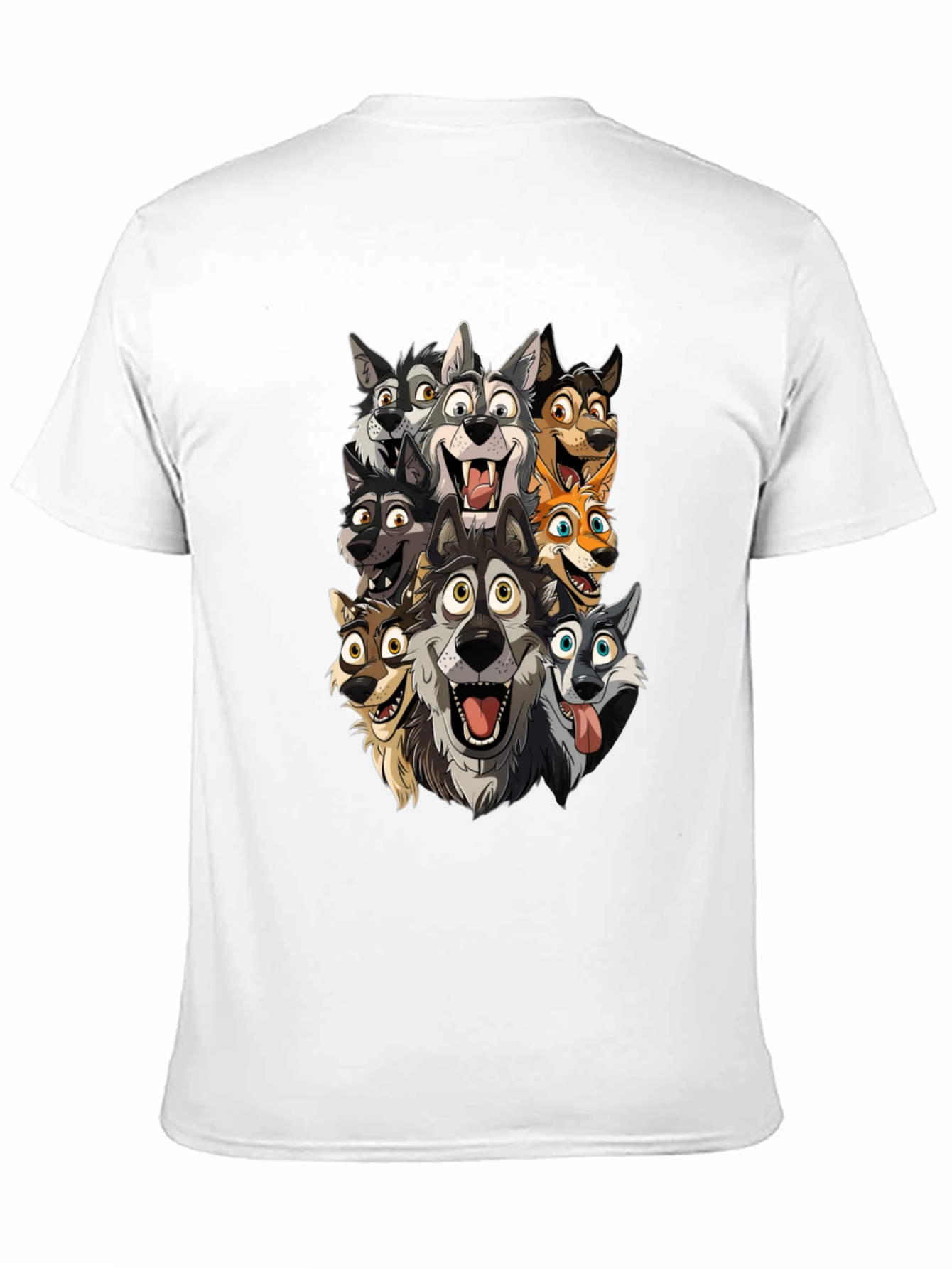 Cartoon Wolf Pack Black T-Shirt