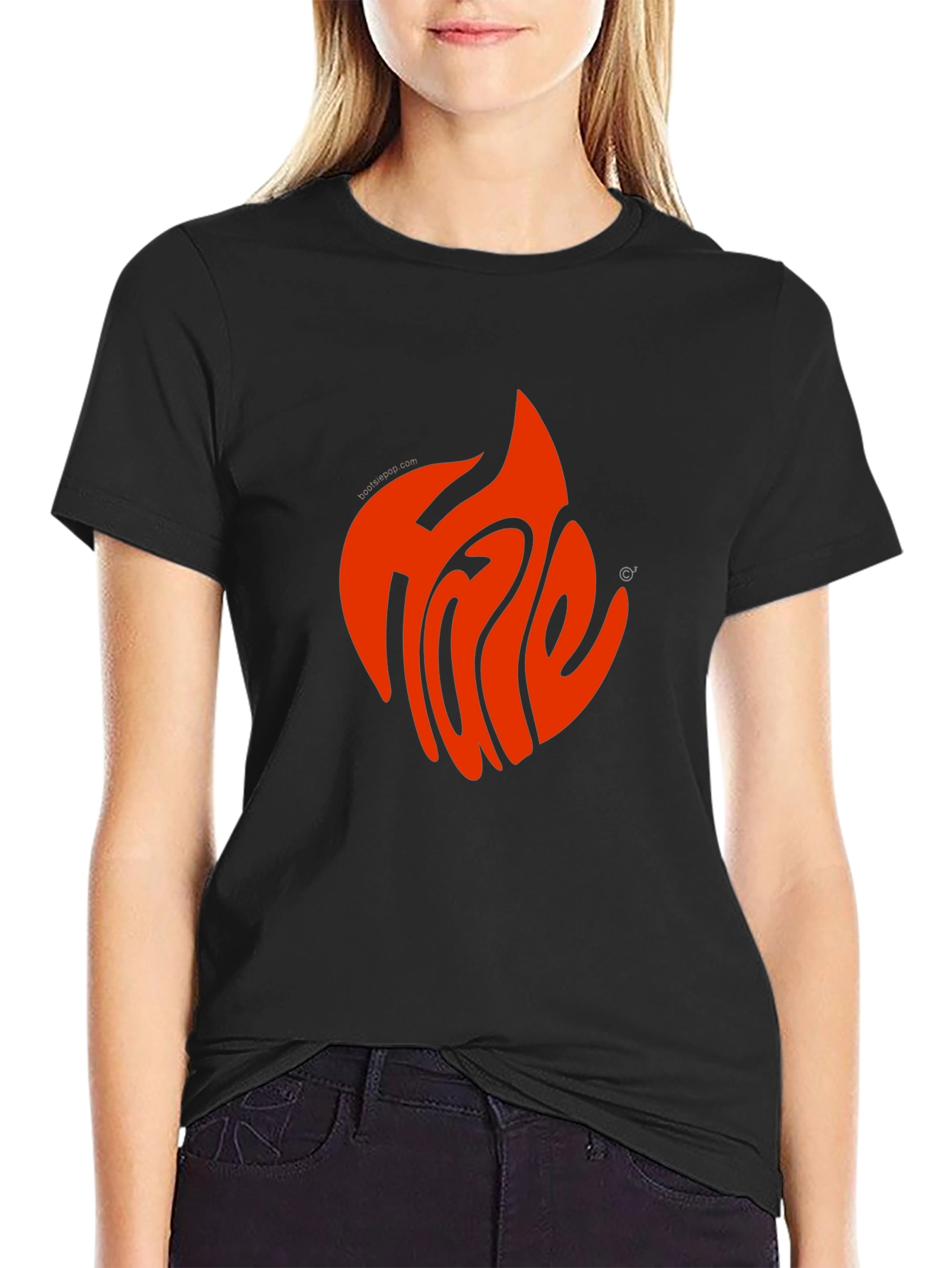 Fiery Flame Graphic Tee - Cool Black T-Shirt