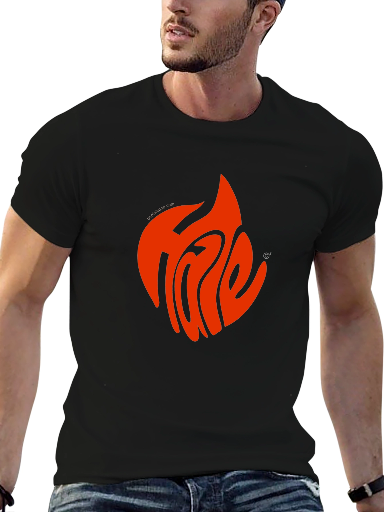Fiery Flame Graphic Tee - Cool Black T-Shirt