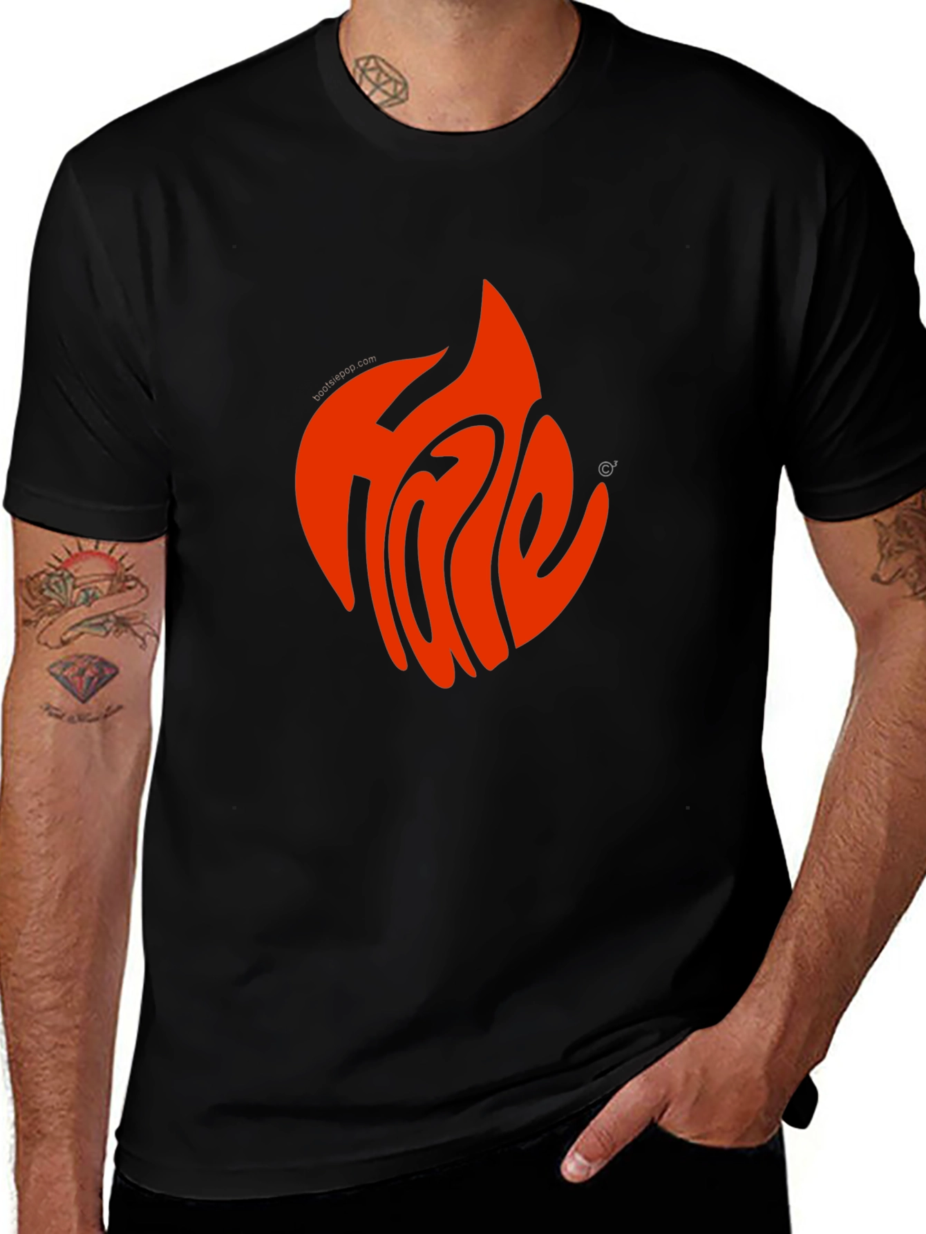 Fiery Flame Graphic Tee - Cool Black T-Shirt
