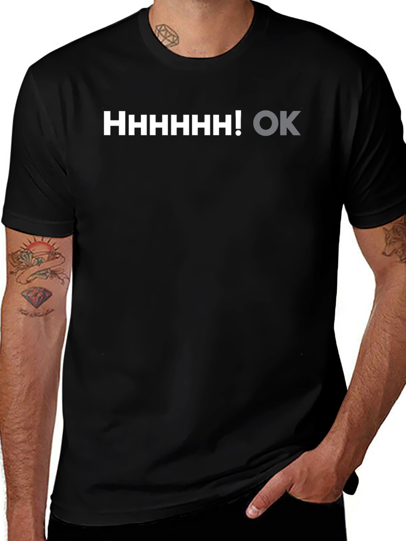 Humorous HHHHHHH! OK Graphic Tee - Black