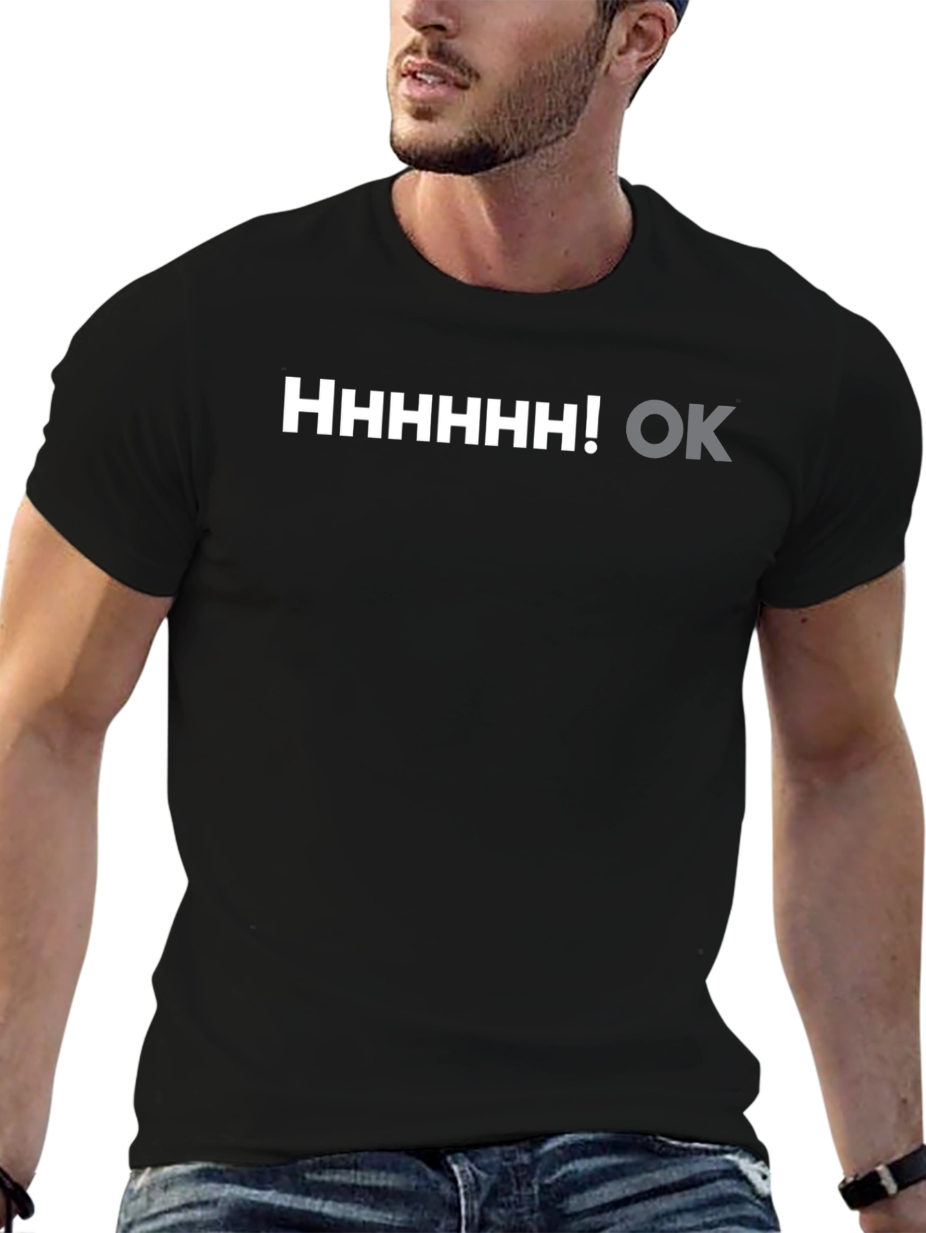 Humorous HHHHHHH! OK Graphic Tee - Black