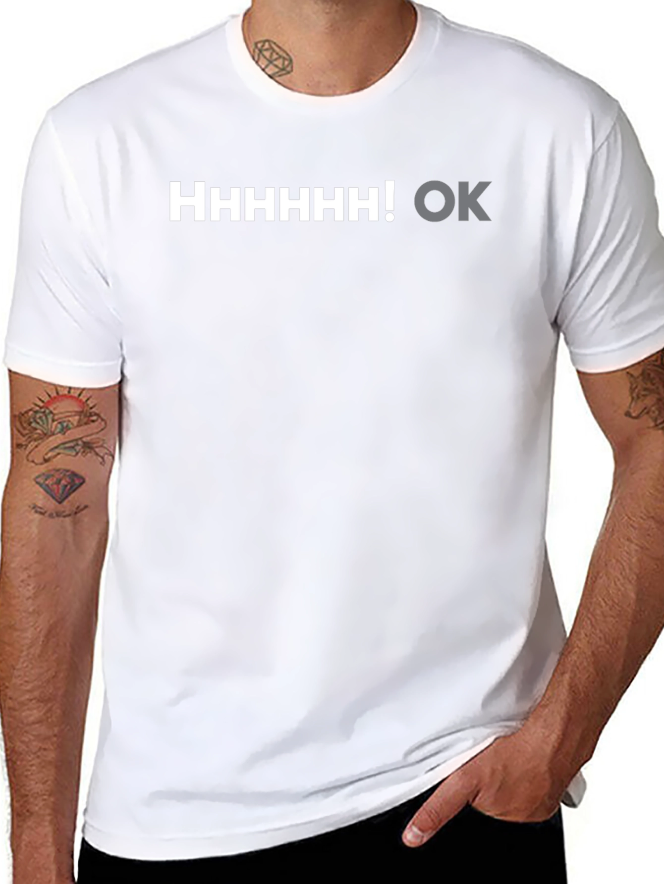 Humorous HHHHHHH! OK Graphic Tee - Black