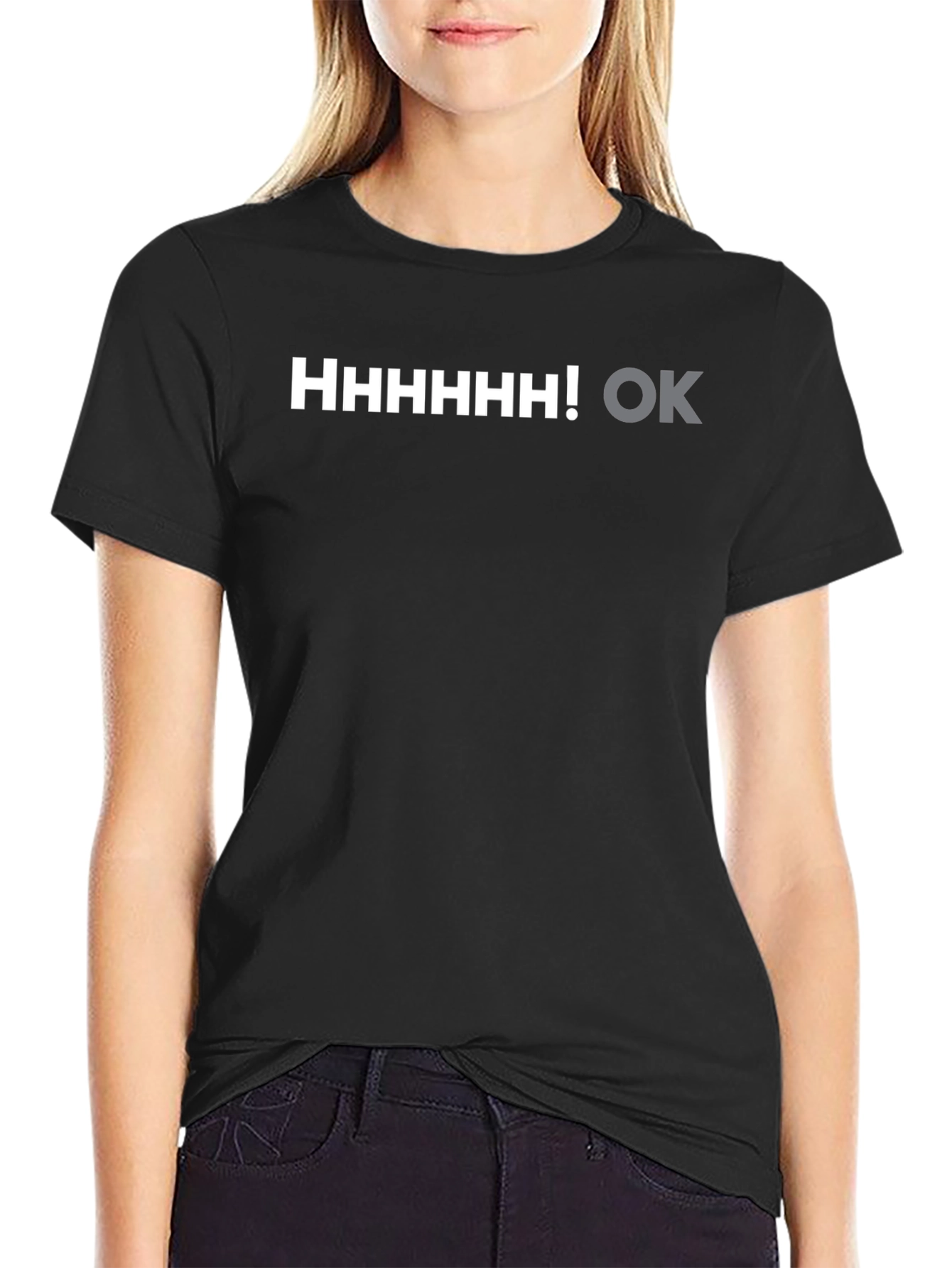 Humorous HHHHHHH! OK Graphic Tee - Black