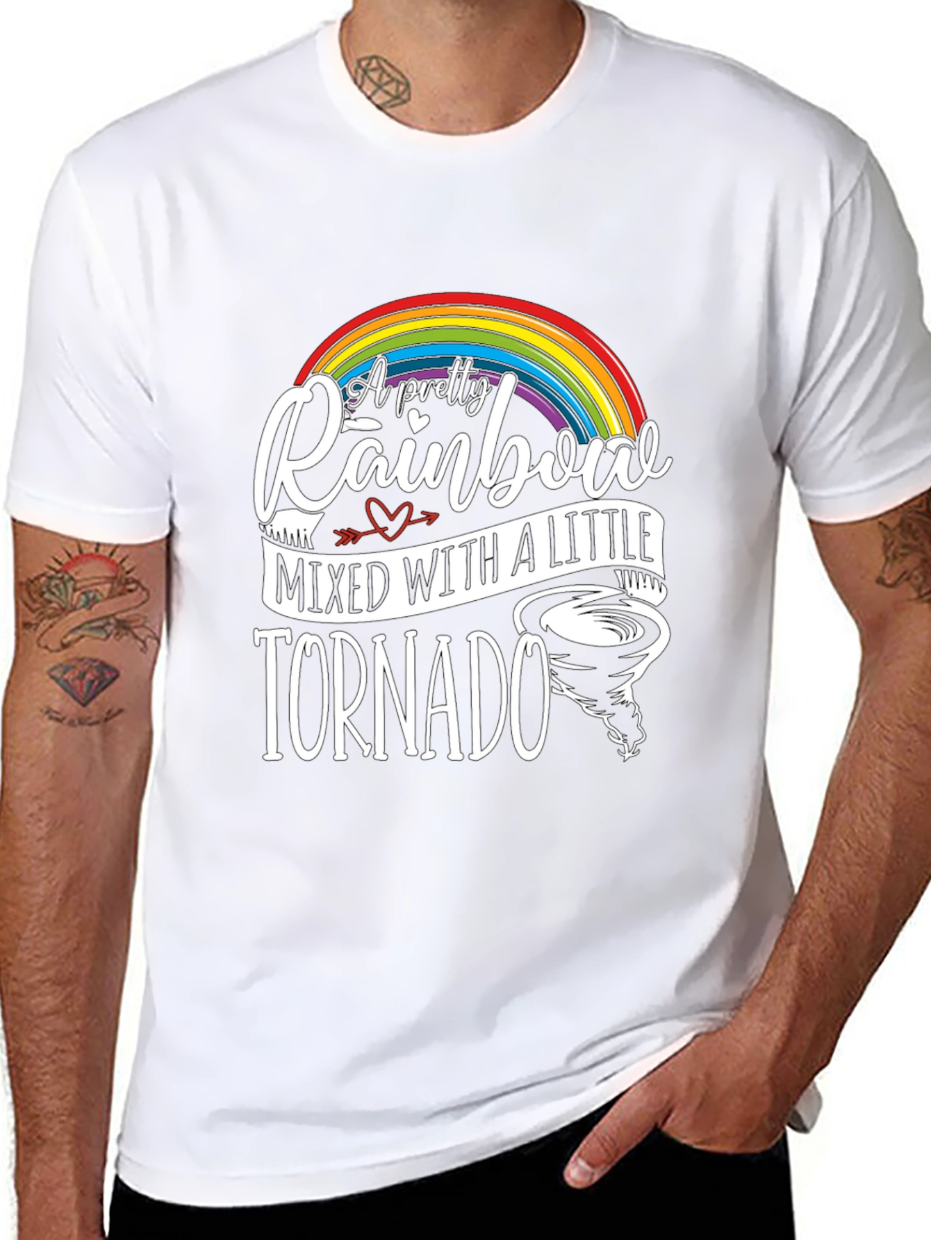Pretty Rainbow Tornado Black Graphic Tee