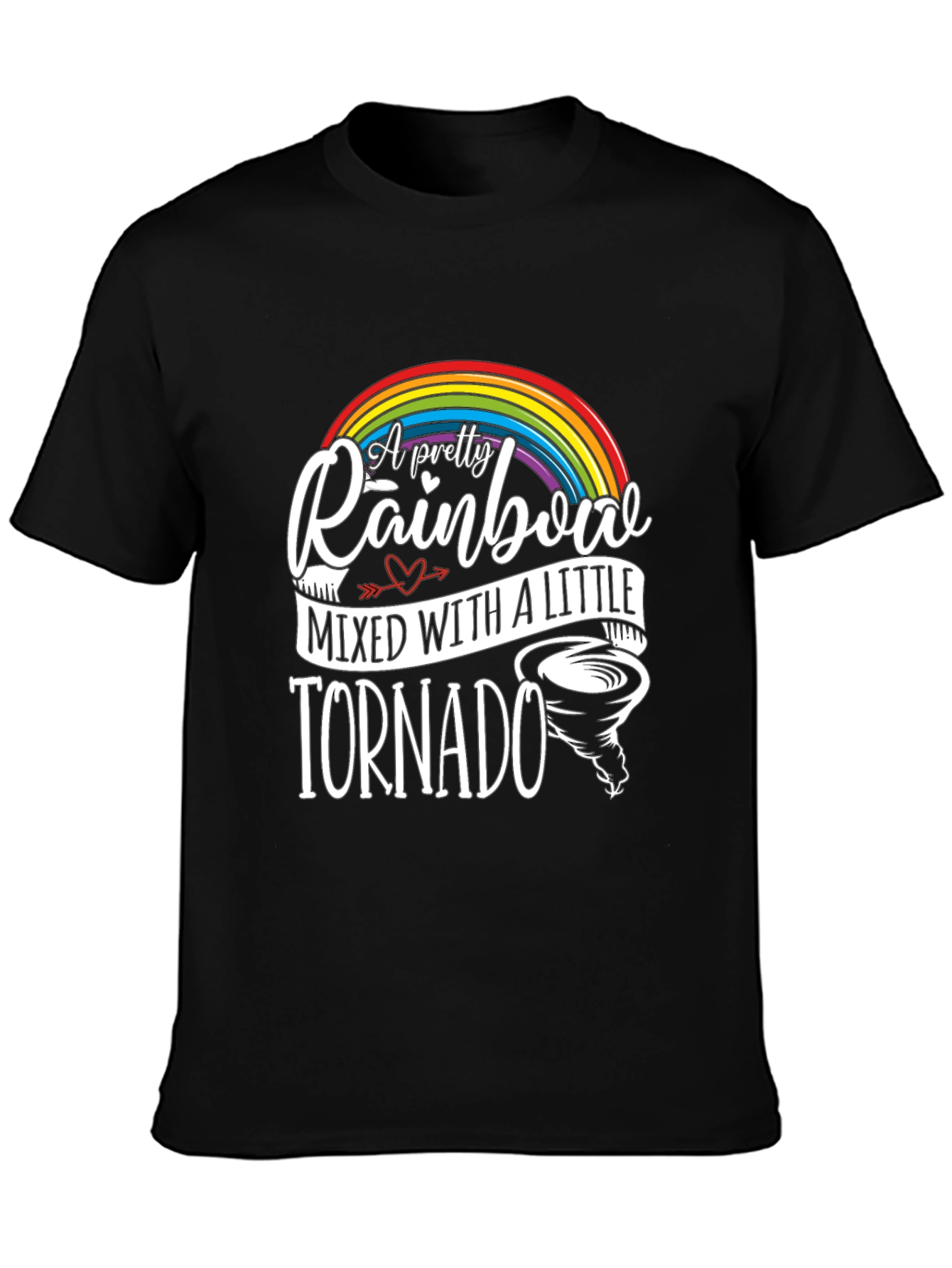 Pretty Rainbow Tornado Black Graphic Tee