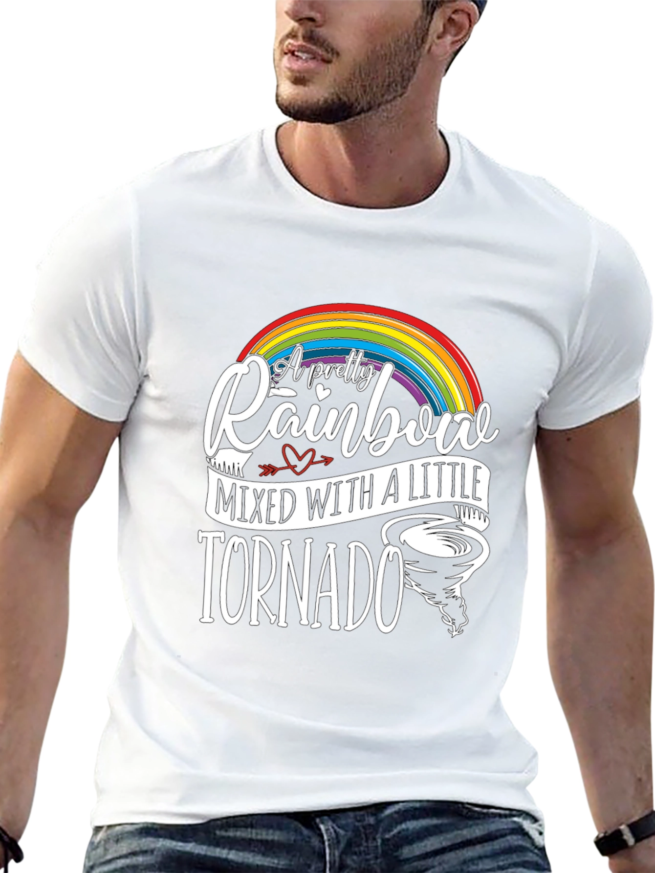 Pretty Rainbow Tornado Black Graphic Tee