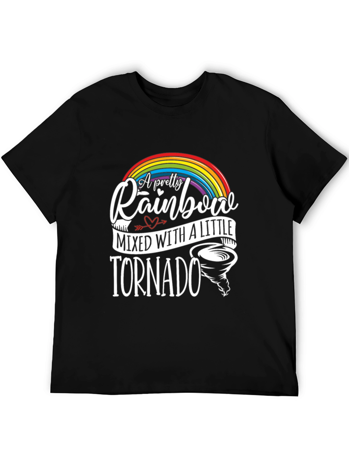 Pretty Rainbow Tornado Black Graphic Tee