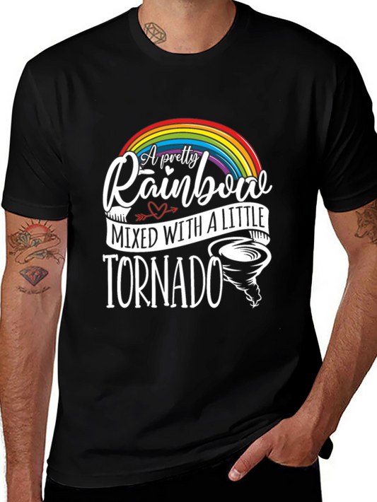 Pretty Rainbow Tornado Black Graphic Tee