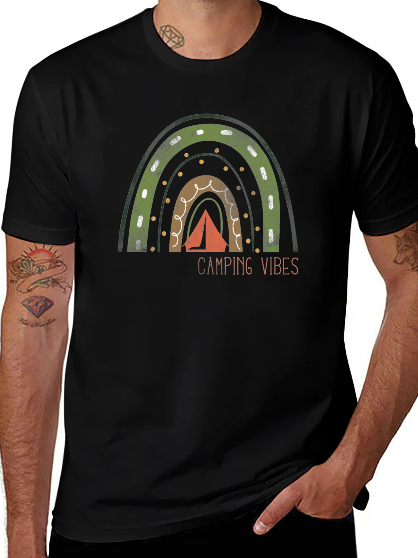 Camping Vibes Rainbow Graphic Tee