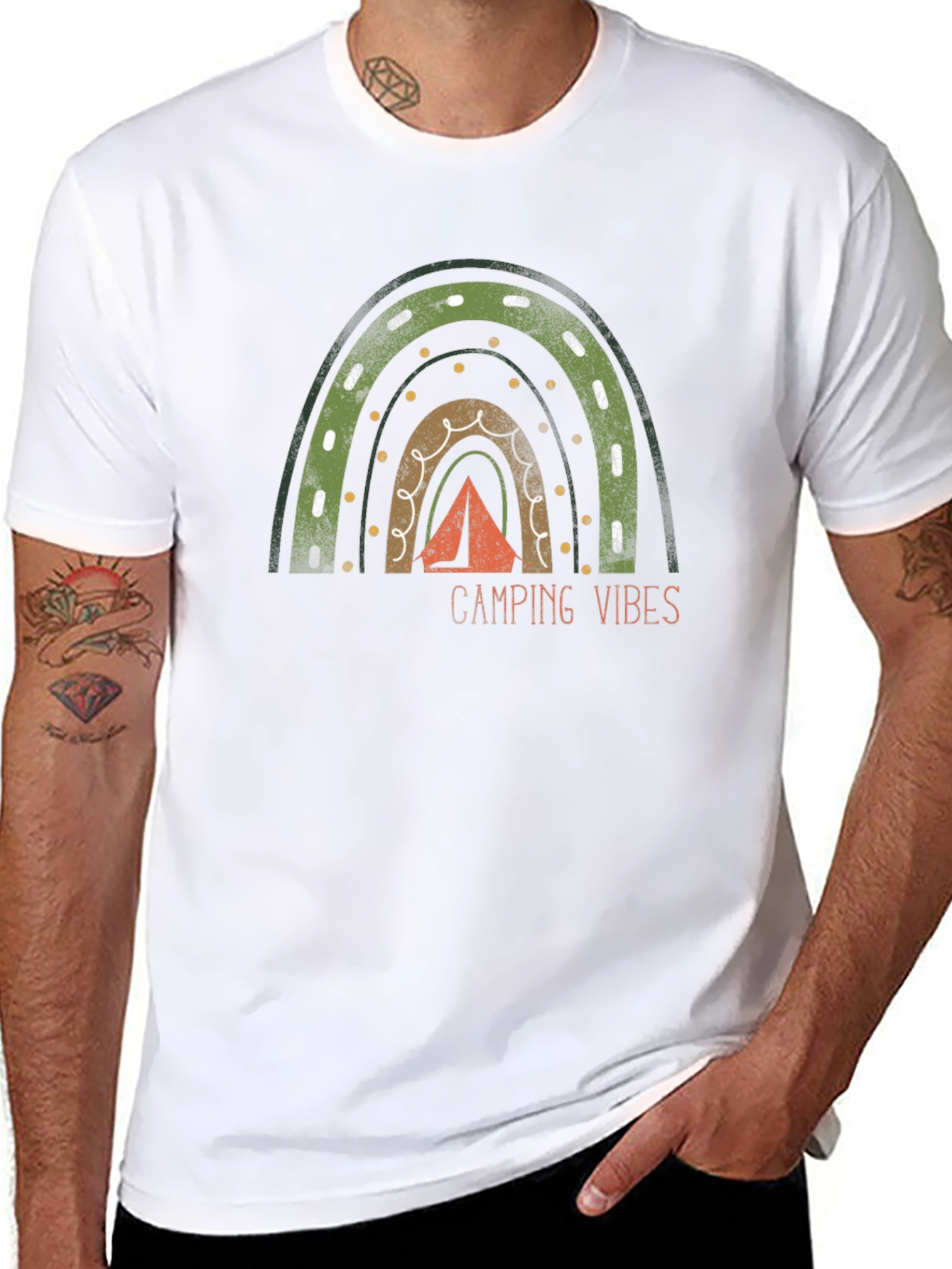 Camping Vibes Rainbow Graphic Tee