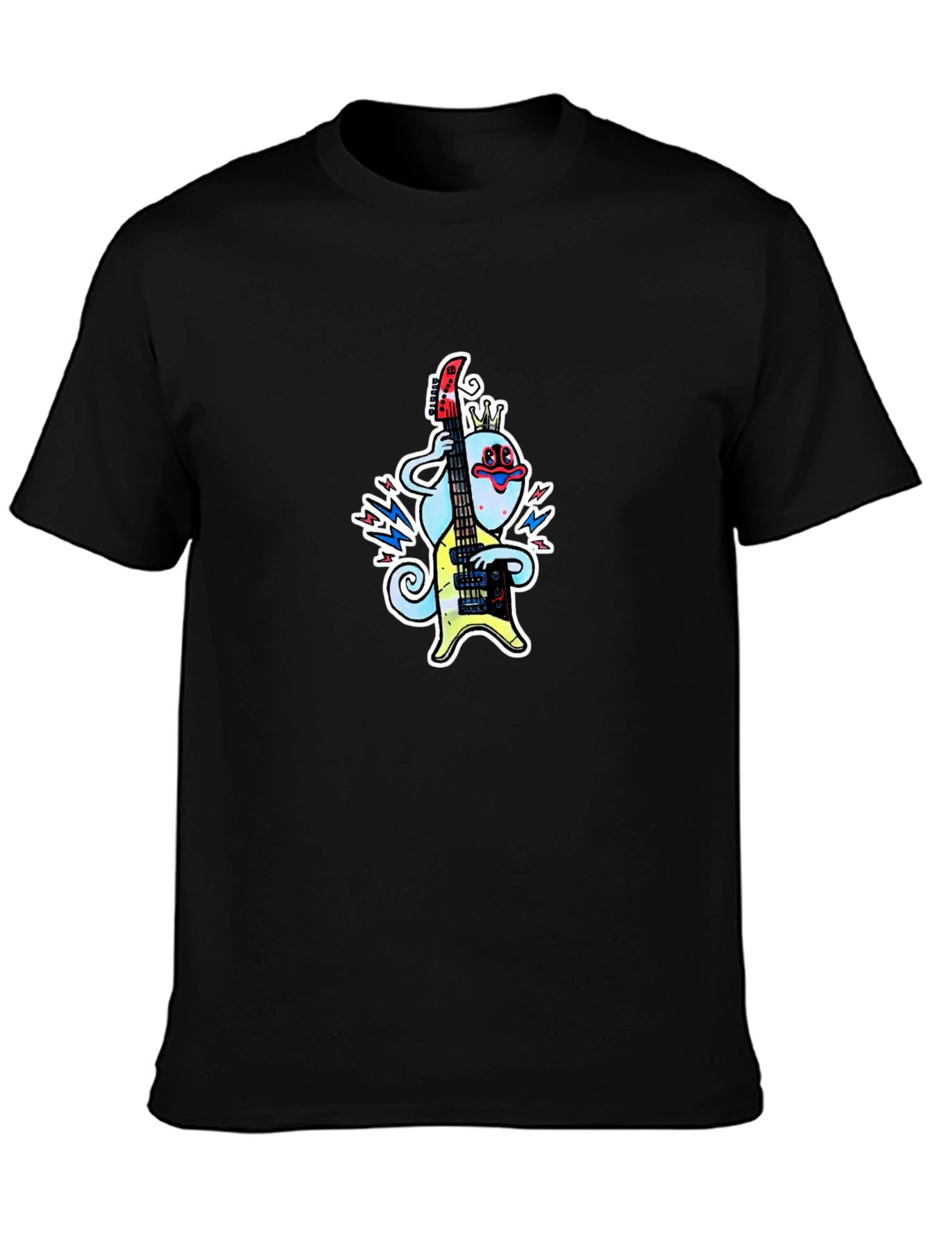 Cartoon Musician Graphic Tee - Black T-Shirt