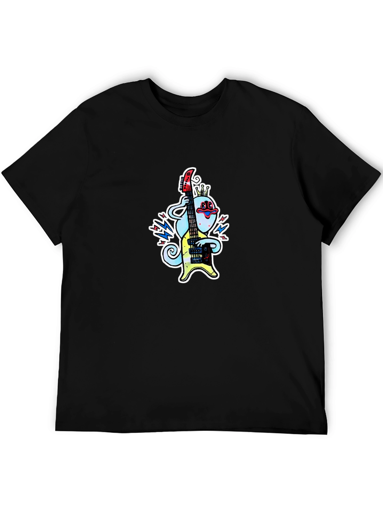 Cartoon Musician Graphic Tee - Black T-Shirt