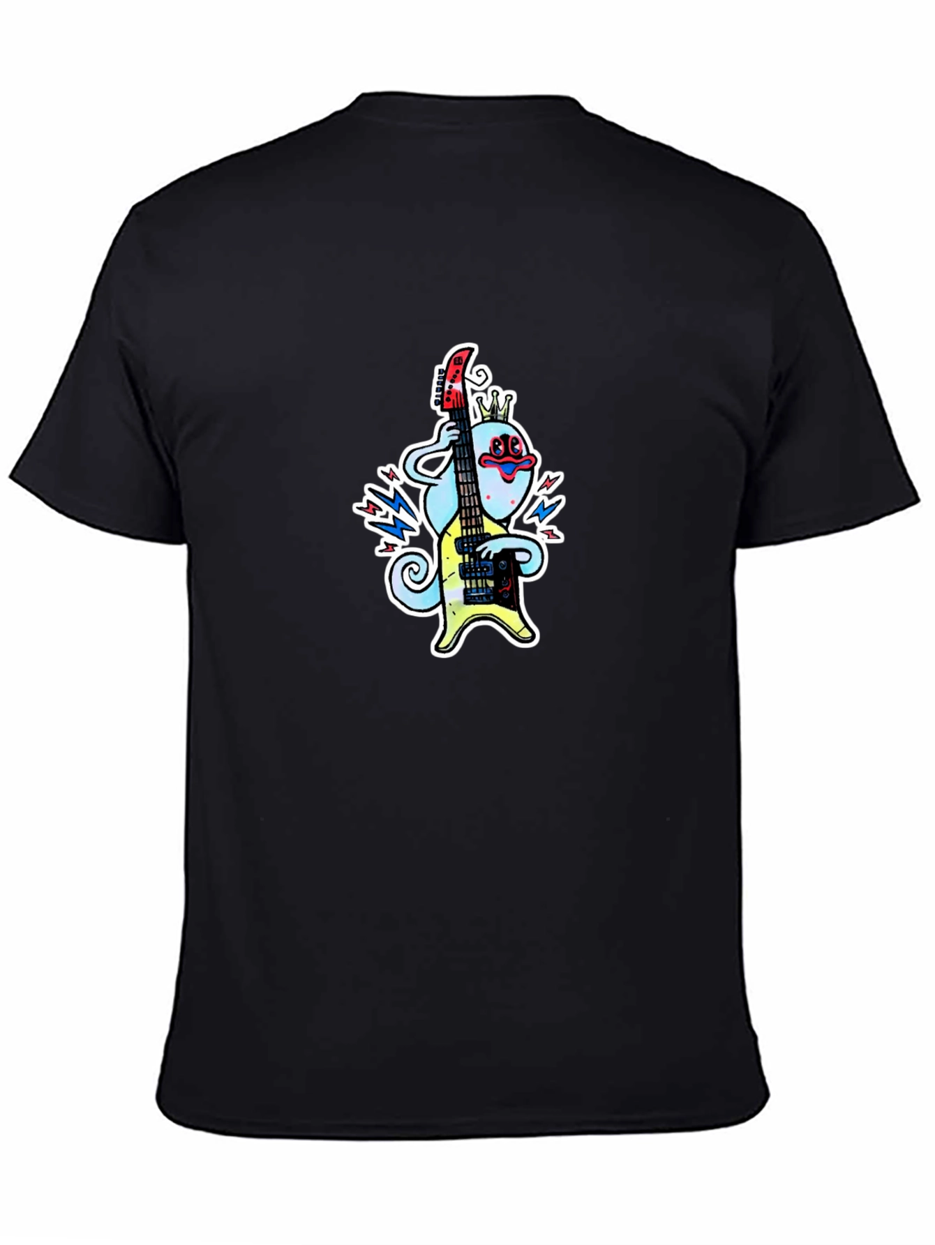 Cartoon Musician Graphic Tee - Black T-Shirt