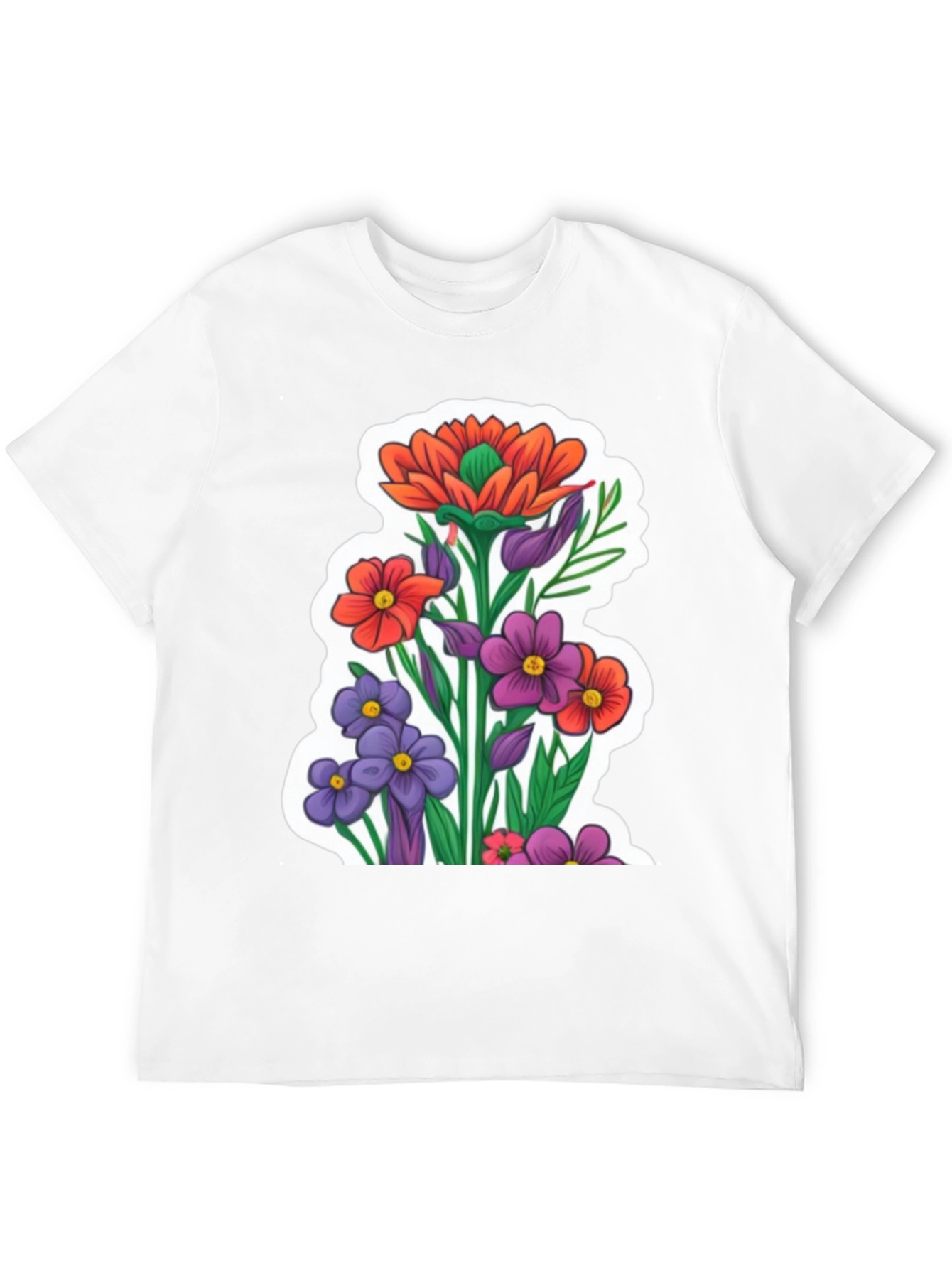 Floral Graphic Tee - Stylish Mens Black T-Shirt